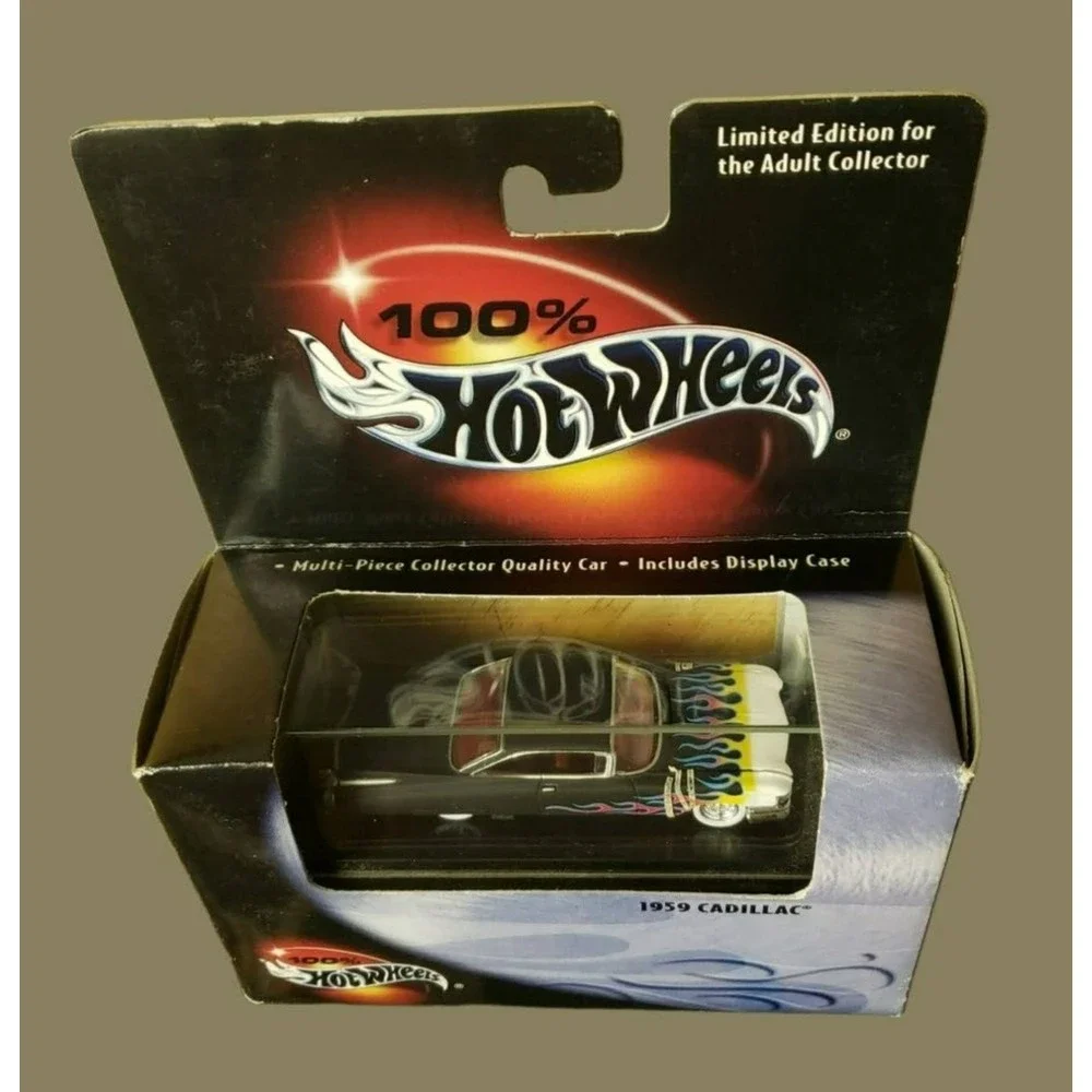 2000 Hot Wheels 100% 1959 Cadillac Black W/ Flames 1:64 MIB Limited Edition